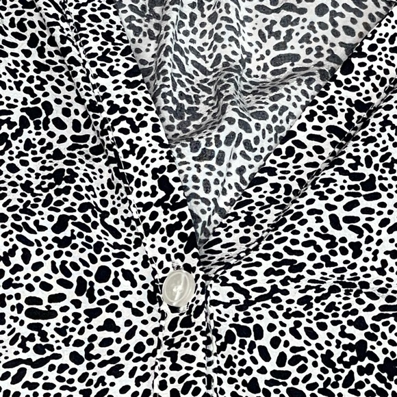 Talbots Ruffled Split Neck Shell in mini Animal Print - Picture 7 of 10